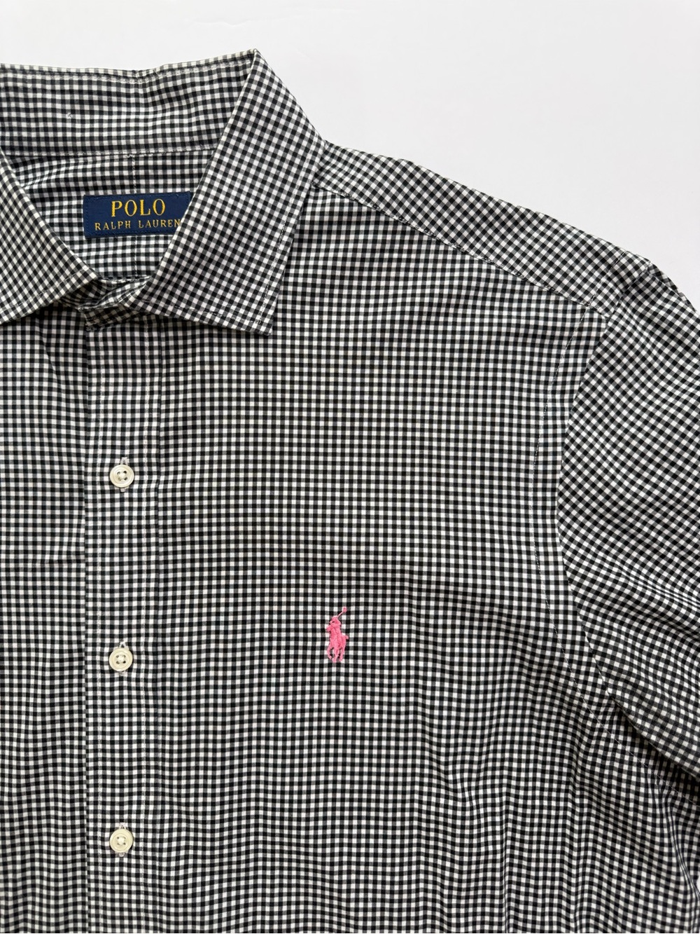 Polo by Ralph Lauren Black & White Gingham Button-Down Men’s Large 16.5 32/33